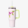 Fashion Flying Tiger Becher mit Hibiskusprint, Deckel und Strohhalm - 1200 ml
