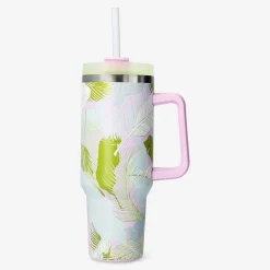 Discount Flying Tiger Palmwedel bedruckter Trinkbecher mit Deckel und Strohhalm - 1200 ml