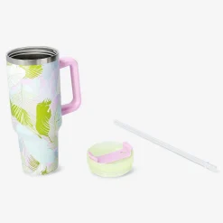 Discount Flying Tiger Palmwedel bedruckter Trinkbecher mit Deckel und Strohhalm - 1200 ml