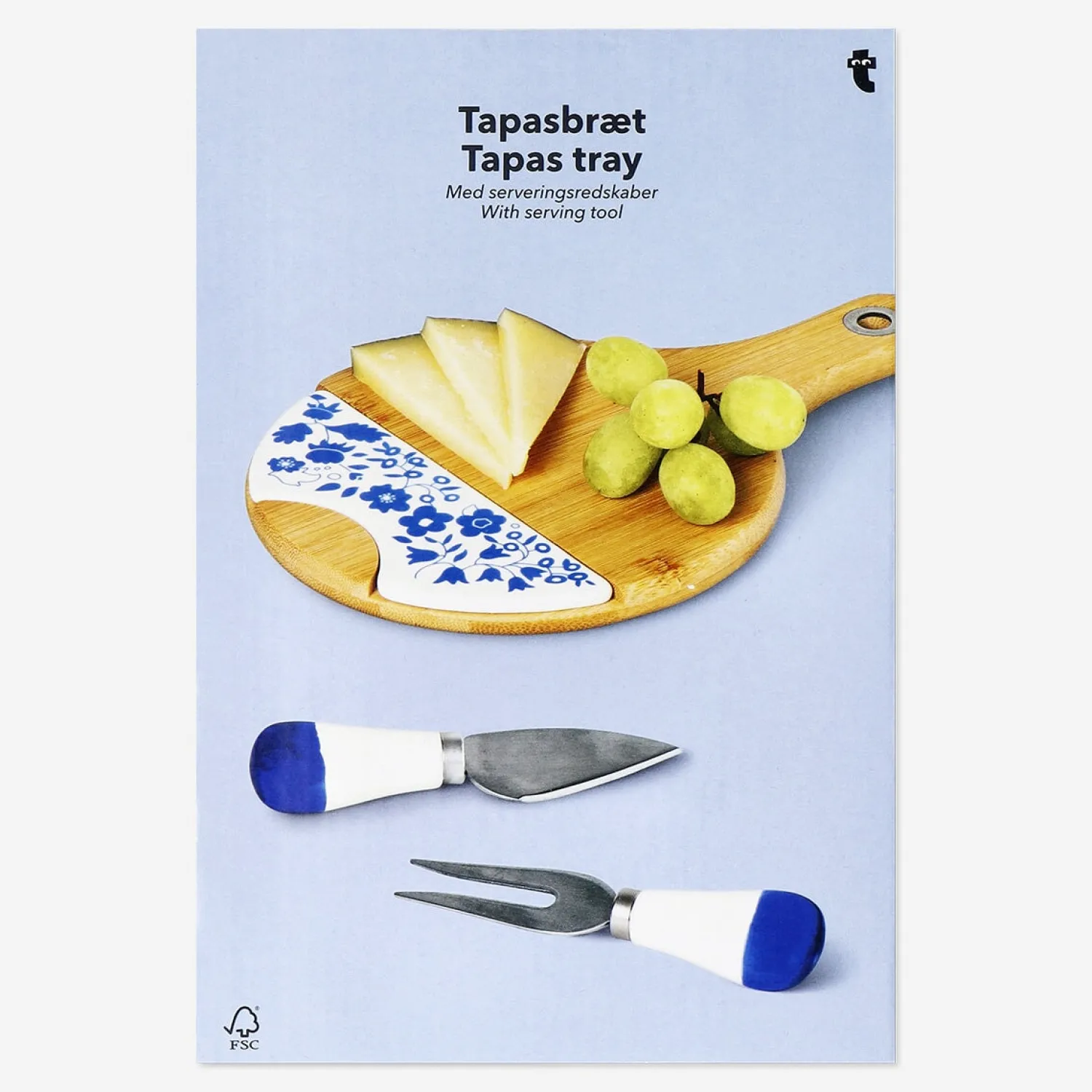 Fashion Flying Tiger Tapas-Tablett aus Bambus mit Servierwerkzeugen