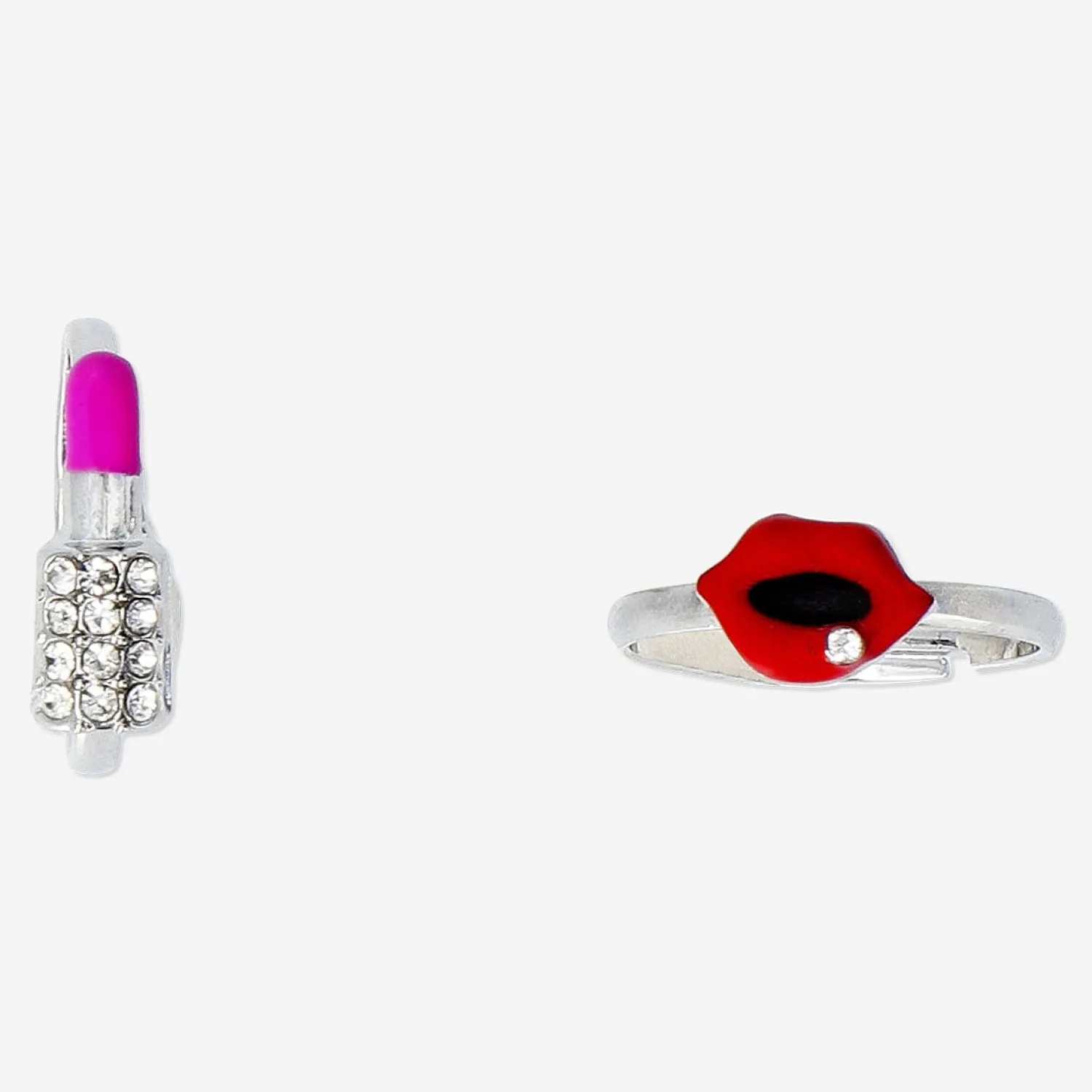 Best Flying Tiger Verstellbare Ringe in Lippen- und Lippenstiftform - 2 Stk