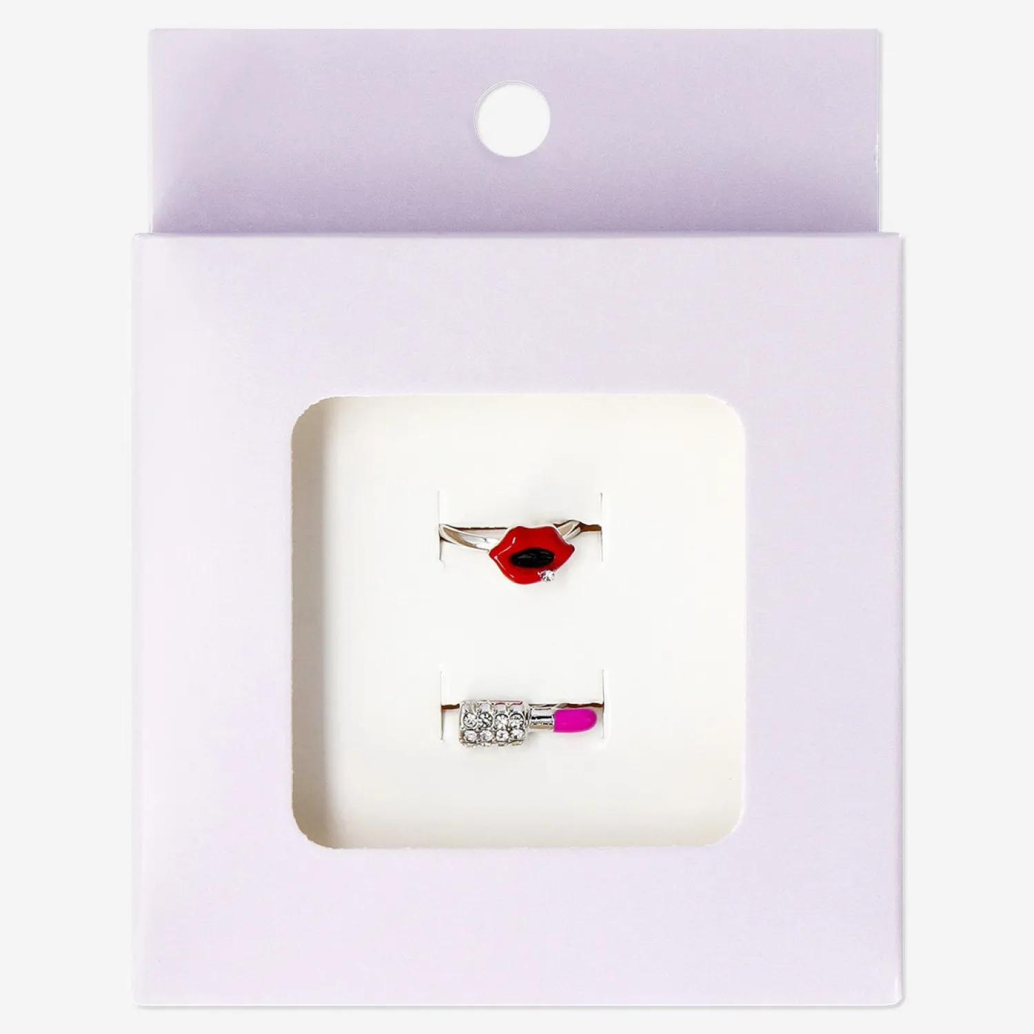 Best Flying Tiger Verstellbare Ringe in Lippen- und Lippenstiftform - 2 Stk